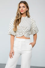THML Polka Dot Puff Sleeve Top