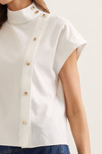 Millie Gold Button Detail Mock Neck Top