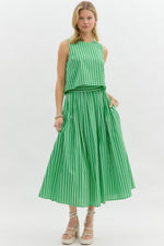 Stripe Pattern Sleeveless Top and Maxi Skirt SET