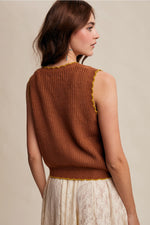 Pecan Bow-Tie Floral Knit Vest