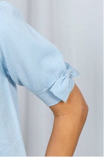 Short Puff Sleeve Sweater with Bow Detail** Light Blue, Black or White