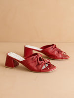 The Emerald | Red Double Bow Peep Hole Sandal