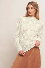 Cream Lightweight Textured Sweater Top￼