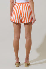 Valera Striped Taylor Smocked Shorts- Tangerine