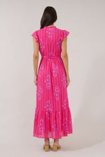 Riah Button Down Maxi Dress Freesia