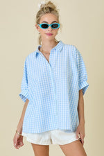 Dorothy Blue Gingham Button Down Top