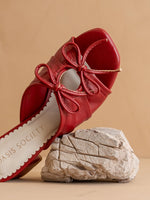 The Emerald | Red Double Bow Peep Hole Sandal