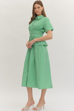 Allison Green Gingham Peplum Waist Midi
