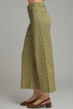Olive Polka Dot Wide Leg Pants