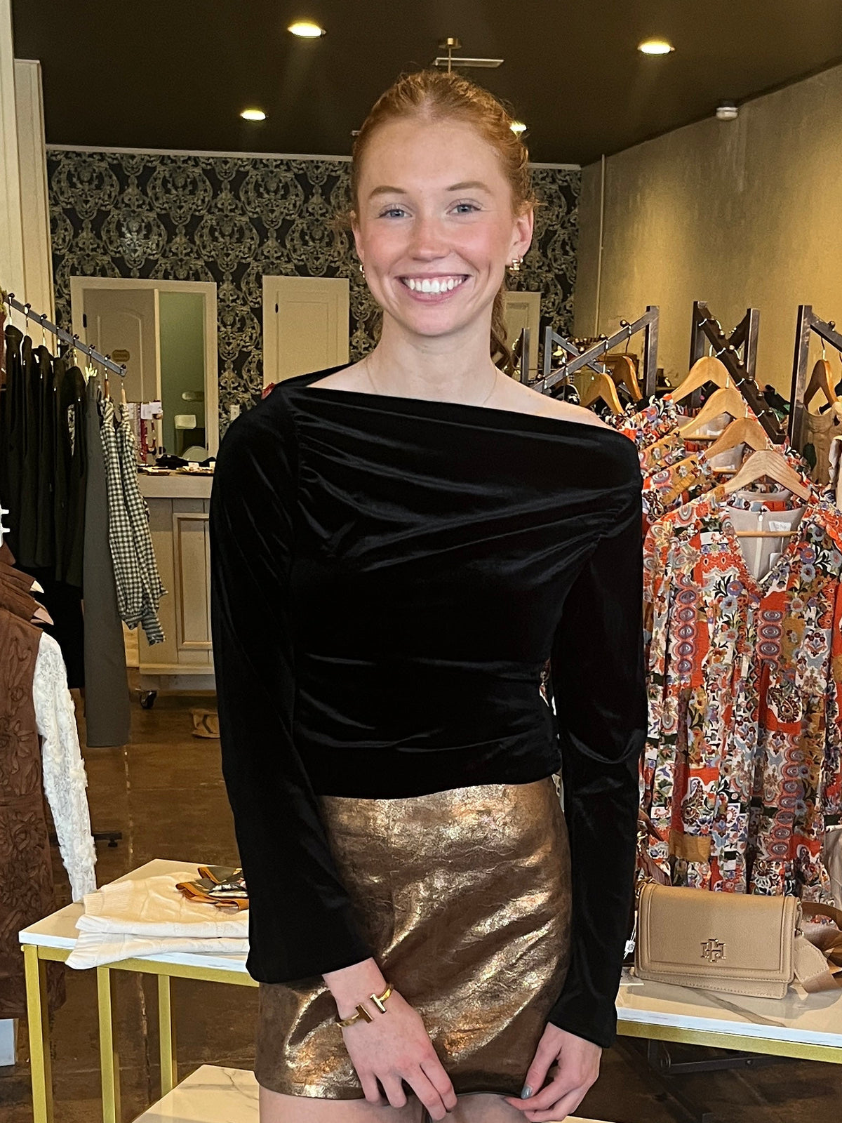 Gracy Velvet Tiry Off the Shoulder Top