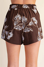 Viv High Waist Embroidery Dress Shorts- Brown, Gold and Cream