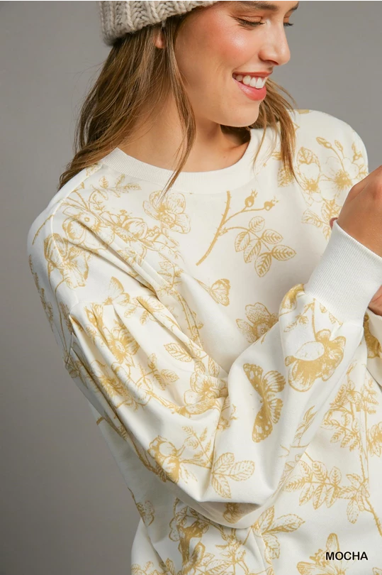 Floral Print French Terry Pullover