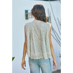 Vierra Floral Print Woven Button Down Trimmed Blouse Top