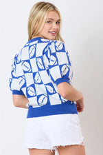 3D Embroidery Short Sleeve Football Sweater