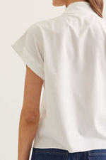 Millie Gold Button Detail Mock Neck Top