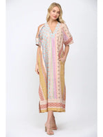 Patchwork Print Kaftan Style Dress By FATE