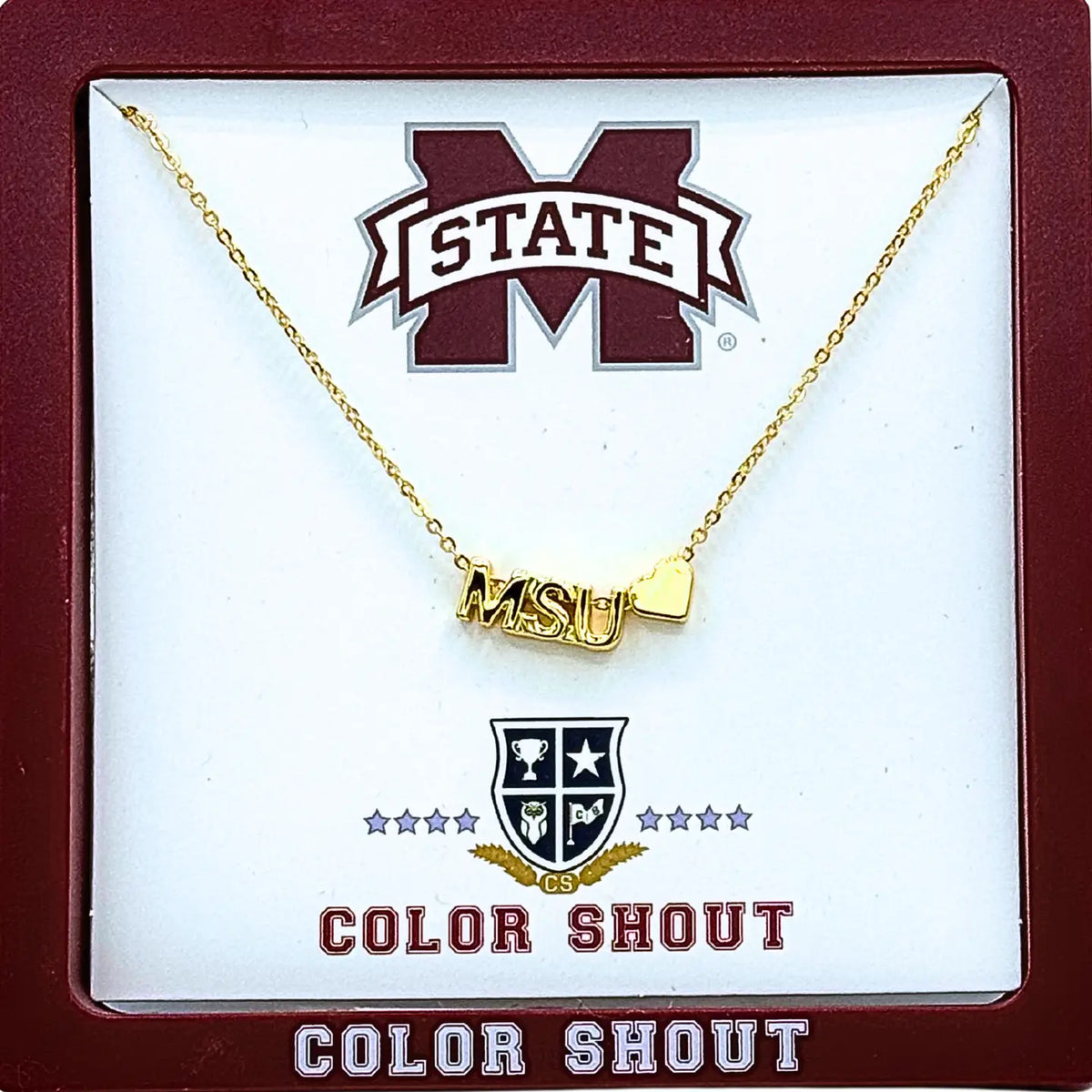 Mississippi State Gold Heart Necklace