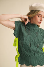 Mock Neck Side Tie Sweater Vest