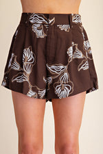 Viv High Waist Embroidery Dress Shorts- Brown, Gold and Cream