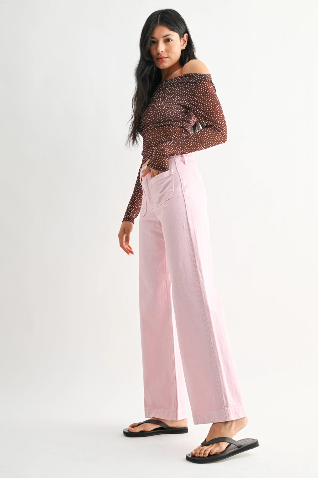 JBD Micro Patch Pocket Wide Leg- Pastel Pink
