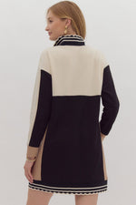 Colorblock Half Zip Dress with Detailed Piping