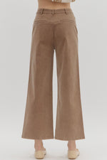 Jess High Waisted Pant with Patch Pocket Front- Saddle Brown