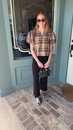 Savannah Plaid 3D Floral Top
