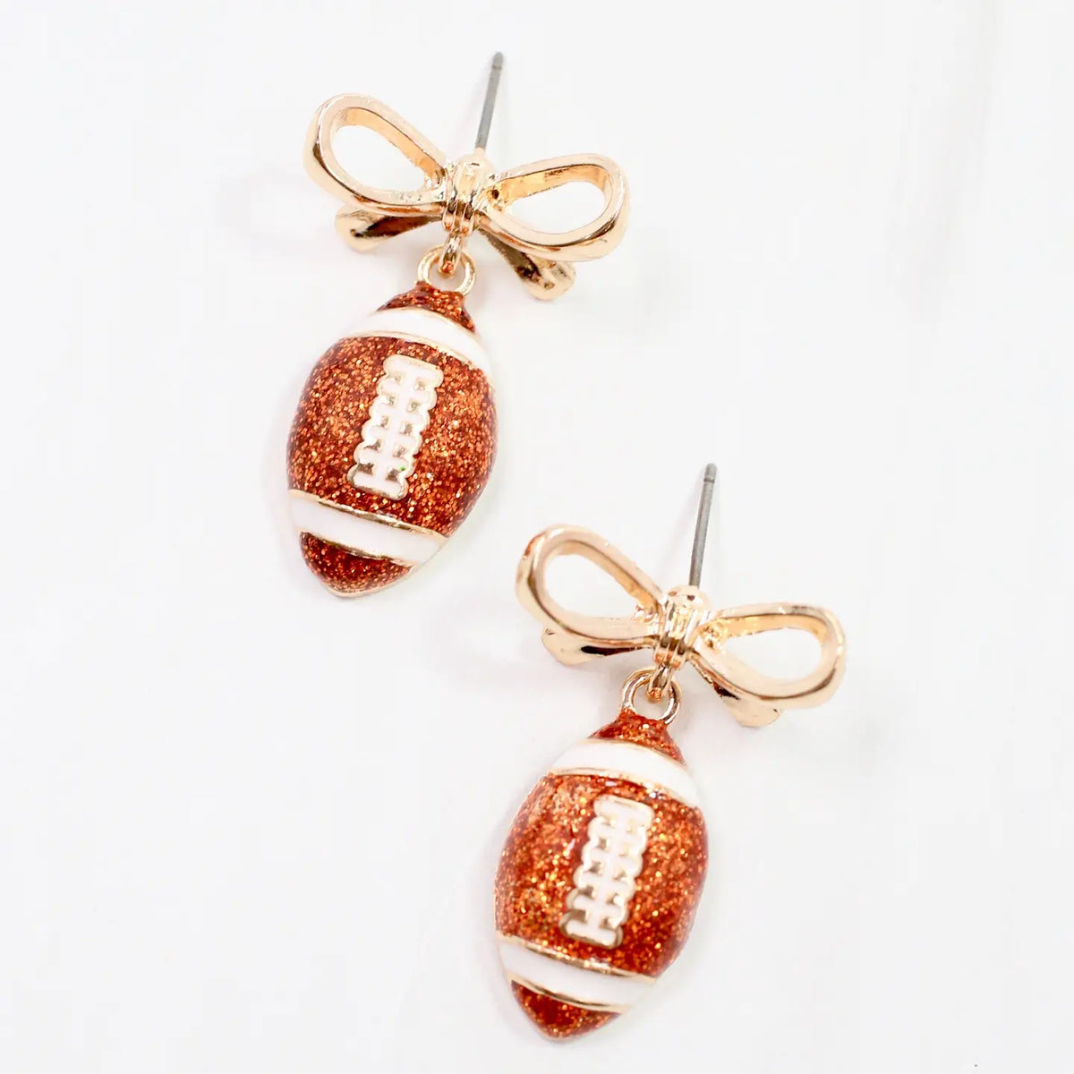 Sporty Gold Bow Football Earring