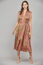 GEORGIA OLIVE AND PINK ZIP FRONT DRESS BY FATE