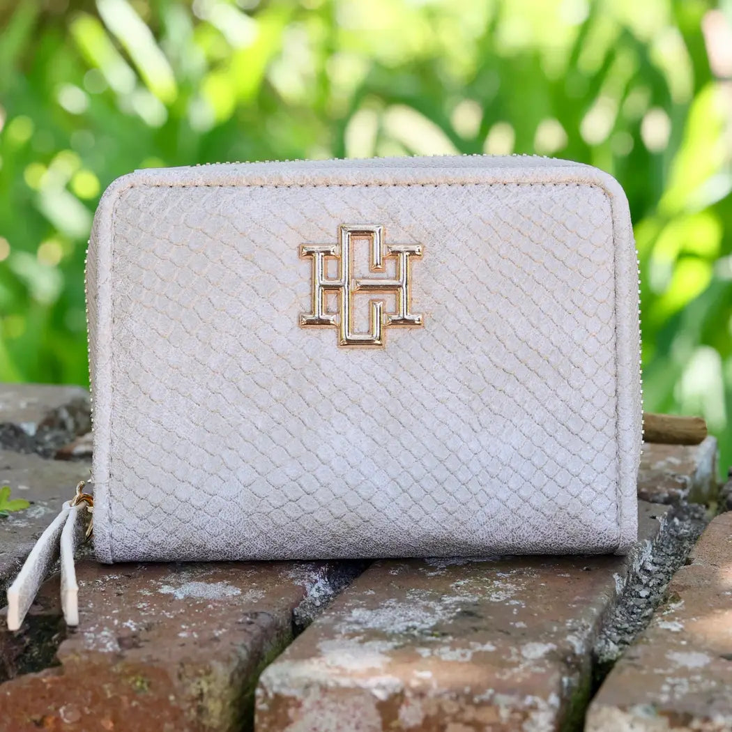 Caroline Hill Nadine Zippered Wallet Shimmer Champagne