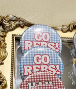 Game Day Rebel Gingham Button