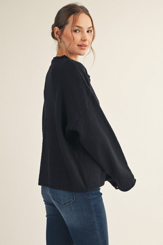 Baylen Button Down Lightweight Cardigan- Black