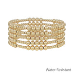 SET OF 5 BEADED GOLD STRETCH BRACELET