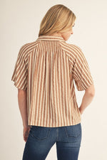 Light Brown Stripe Button Down Top