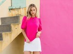 THML Pink Button Detail Collar Knit Top
