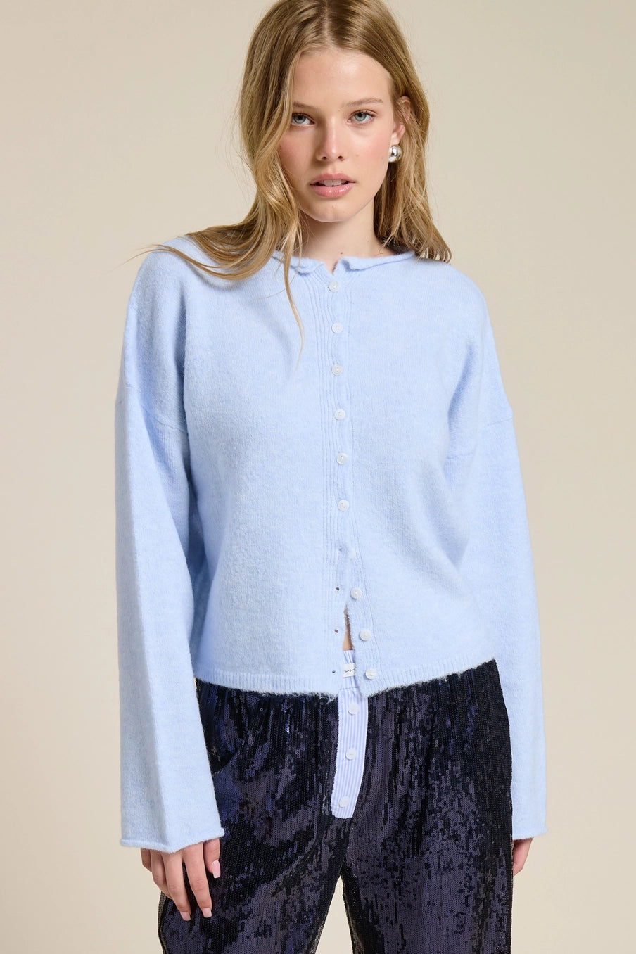 Emmie Button Down Cardigan *available in Baby Blue 🩵or Red❤️