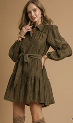 OLIVE CRINKLE MINI DRESS
