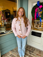 STRIPED FRONT BUTTON QUILTED TOGGLE JACKET
