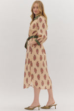 Gardenia Midi Dress with Contrasf Trim