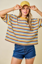 Brown Multi Striped Oversized Boxy Top