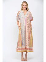 Patchwork Print Kaftan Style Dress By FATE