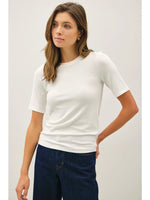 SUPER SOFT BASIC SHORT SLEEVE CREW NECK TOP** WHITE, BLACK OR BROWN