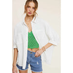 Soft Washed Crinkle Gauze Button Down Top