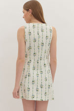 Alma Floral Print Button Down Mini with Flap Pocket Detail- Cream