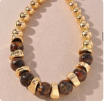 MARBLE RESIN BEADED NECKLACE -BROWN