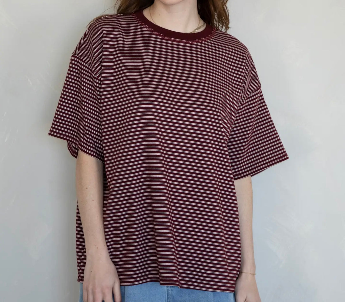 Denver Striped Top- Burgundy