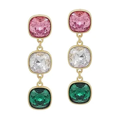 MULTI CRYSTAL TRIPLE DROP EARRING