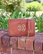 Cecilia Circle Logo Handbag Saddle by Caroline Hill