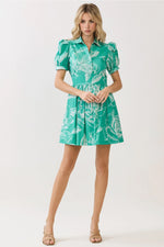 Adeline Floral Print Collared Neckline Side Pockets Dress