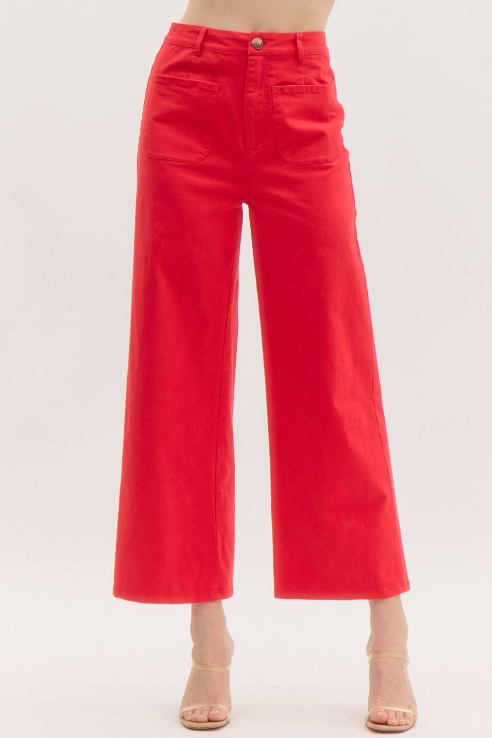 Penelope High Rise Wide Leg Pant in Red
